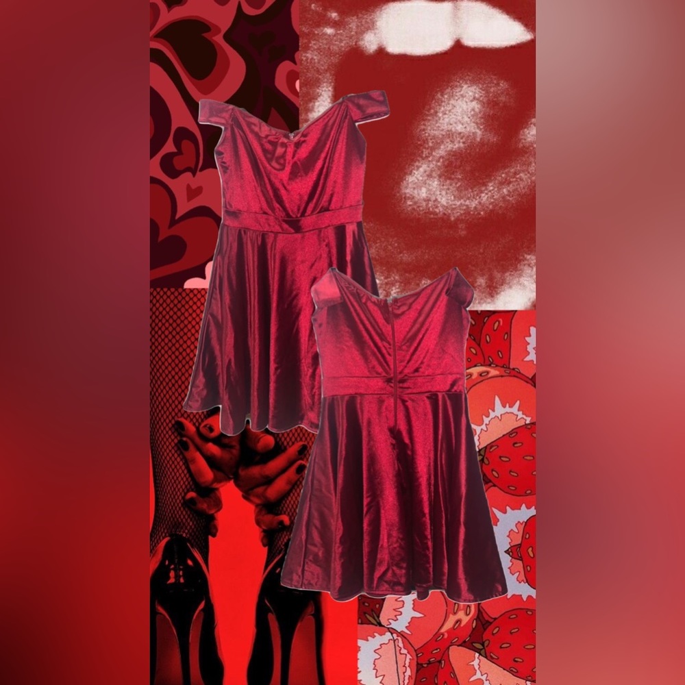 RED OFF SHOULDER SILK DRESS: X-SMALL/SMALL - WINDSOR